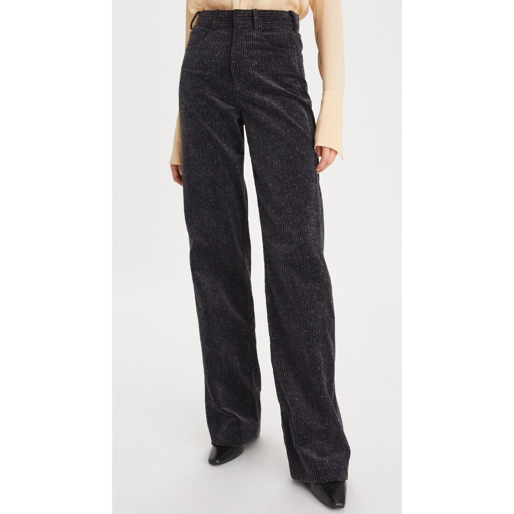 Tory Burch Grey Corduroy Wide Leg Pants High Rise Trousers 155646 Size 0